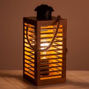 Stolní lucerna Wismar plast dřevěný vzhled 29,5cm