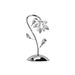 Stolní lampa Ninfea, chrom, křišťálový květ, 35 cm