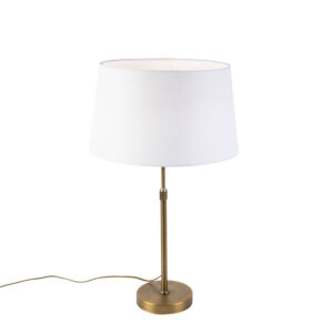 Bronzová stolní lampa s lněným odstínem bílá 35cm – Parte