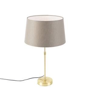 Stolní lampa zlatá / mosaz s odstínem lnu taupe 35 cm - Parte