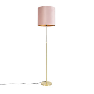 Stojací lampa zlatá / mosazná s růžovým sametovým odstínem 40/40 cm – Parte