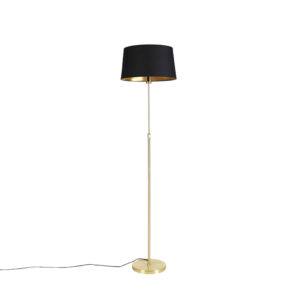 Stojací lampa zlatá / mosazná s černým odstínem nastavitelným 45 cm – Parte