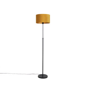 Stojací lampa černá se sametovým odstínem okrová žlutá se zlatem 35 cm – Parte