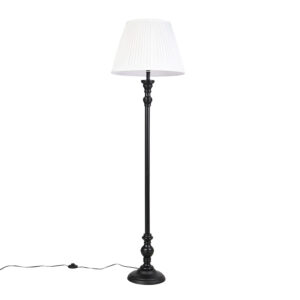 Stojací lampa černá s skládaným odstínem bílá 45 cm – Classico