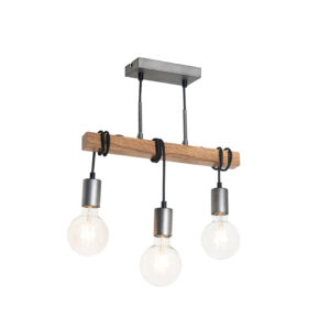 Průmyslová závěsná lampa dřevo s ocelí 3 -light – Gallow