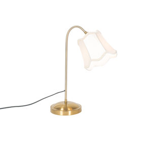 Klasická stolní lampa mosazná s bílým stínidlem – Nona