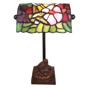Stolní lampa 6008, styl Tiffany ptačí motiv