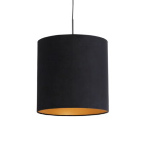 Závěsná lampa s velurovým odstínem černá se zlatem 40 cm - Combi