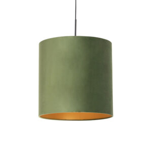 Závěsná lampa s velurovým odstínem zelené se zlatem – Combi