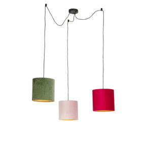 Závěsná lampa se sametovými odstíny červené, zelené a růžové - Cava