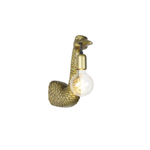Vintage nástěnná lampa mosaz - velbloudí pták
