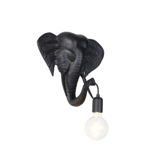 Vintage nástěnná lampa černá - slon