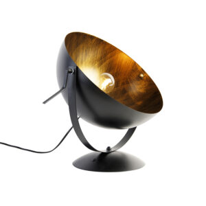 Průmyslová stolní lampa černá se zlatem nastavitelná – Magna