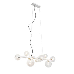 Art deco hanglamp wit met helder glas 8-lichts – David