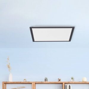 LED stropní světlo Flat, CCT, černá, 45 x 45 cm