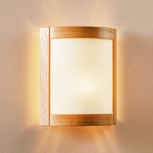 Nástěnné světlo Zanna ze dřeva, 34 cm, dub světlý