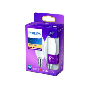 Philips LED svíčka B35 E14 4,3W 2 700K opál 2 ks