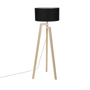 Moderní stojací lampa dřevo s černým odstínem 45 cm – Puros