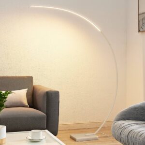 Lindby Kendra LED oblouková stojací lampa, bílá
