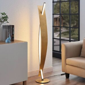 LED stojací lampa Marija, elegantní zlatý vzhled