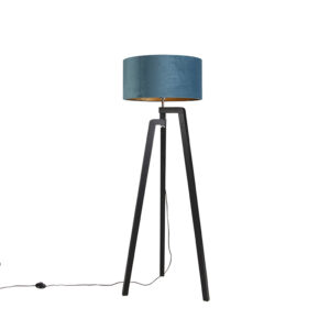 Stojací lampa stativ černá s modrým odstínem a zlatem 50 cm – Puros