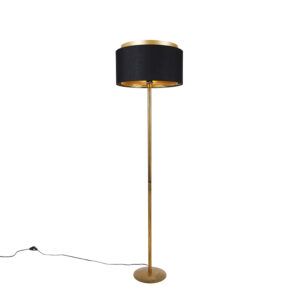 Moderní stojací lampa zlatá s odstínem černé se zlatem – Simplo