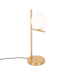 Stolní lampa Art Deco zlatá s opálovým sklem - Flore
