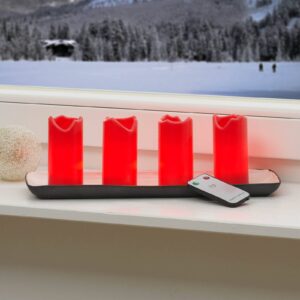 4 ks Candle LED svíčky dálkový ovladač červená