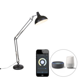 Smart vloerlamp zwart verstelbaar incl. Wifi A60 – Hobby