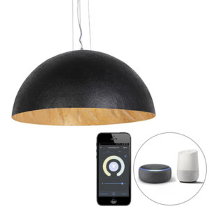 Smart hanglamp zwart met goud 70 cm incl. Wifi A60 – Magna