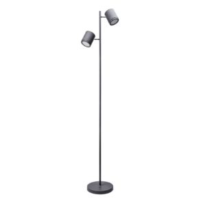 Lindby Emelja LED stojací lampa, dva zdroje šedá