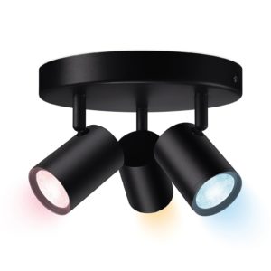 WiZ LED stropní bodovka Imageo, 3x, kulatá, černá