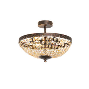 Klasické stropní svítidlo bronzové a křišťálové 3-světelné – Mondrian
