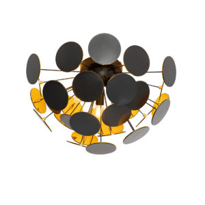 Designové stropní svítidlo černé se zlatým 54cm 3-světlo – Cerchio