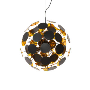 Designová závěsná lampa černo-zlatá – Cerchio