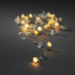 LED světelný řetěz listy a květy čirá/bílá
