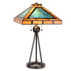 Stolní lampa 5LL-6164, design Tiffany zelená/hnědá