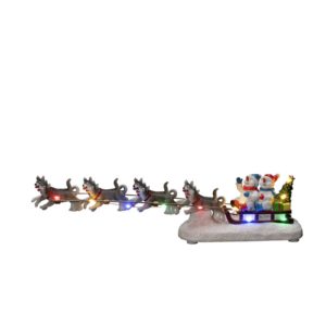 Stolní dekorace sněhulák, psí spřežení barevné LED
