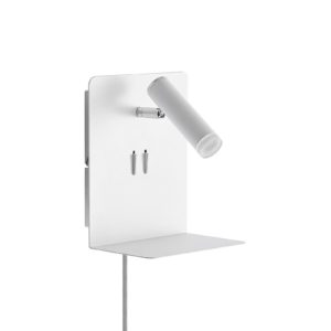 Lucande Zavi LED nástěnný spot, polička, USB, bílá