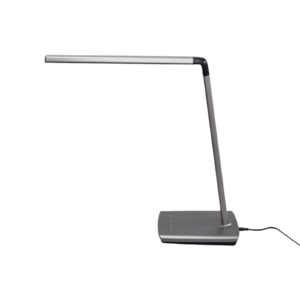 Metalická šedá LED stolní lampa Kuno, stmívač USB