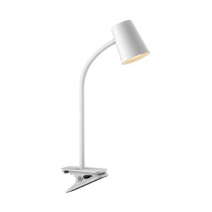 Lindby Ailina LED stolní lampa, svorka, bílá