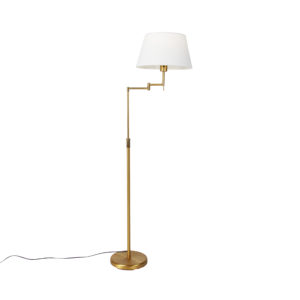 Chytrá stojací lampa bronzová s bílým stínidlem včetně Wifi A60 – Ladas Deluxe