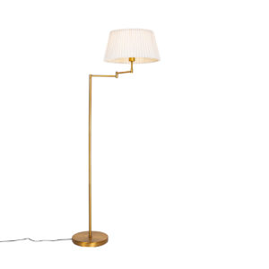 Bronzová stojací lampa s bílým skládaným stínidlem a nastavitelným ramenem - Ladas Deluxe
