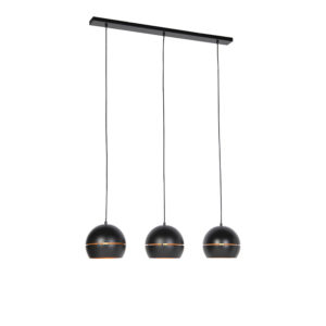 Designová závěsná lampa černá se zlatým vnitřním 3 světlem – Buell