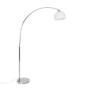 Moderní oblouková lampa chrom s bílým stínidlem – Arc Basic
