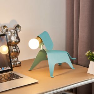 Lucande Idalina LED stolní lampa pes, světle modrá
