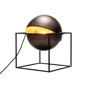 Stolní lampa El Cubo stínidlo tvaru koule kouřová