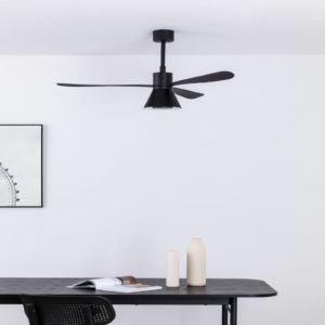 Stropní ventilátor Amelia Cone, LED světlo, černá