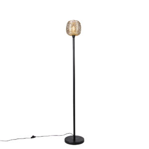 Designová stojací lampa černá se zlatou 20 cm – Sarella
