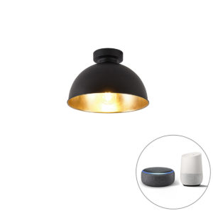 Chytrá stropní lampa černá se zlatou 28 cm včetně Wifi A60 – Magnax
